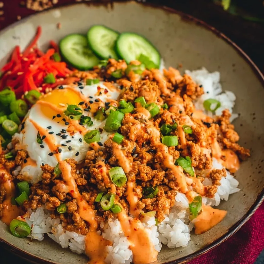 Ground Turkey Rice Bowls with Bang Bang Sauce