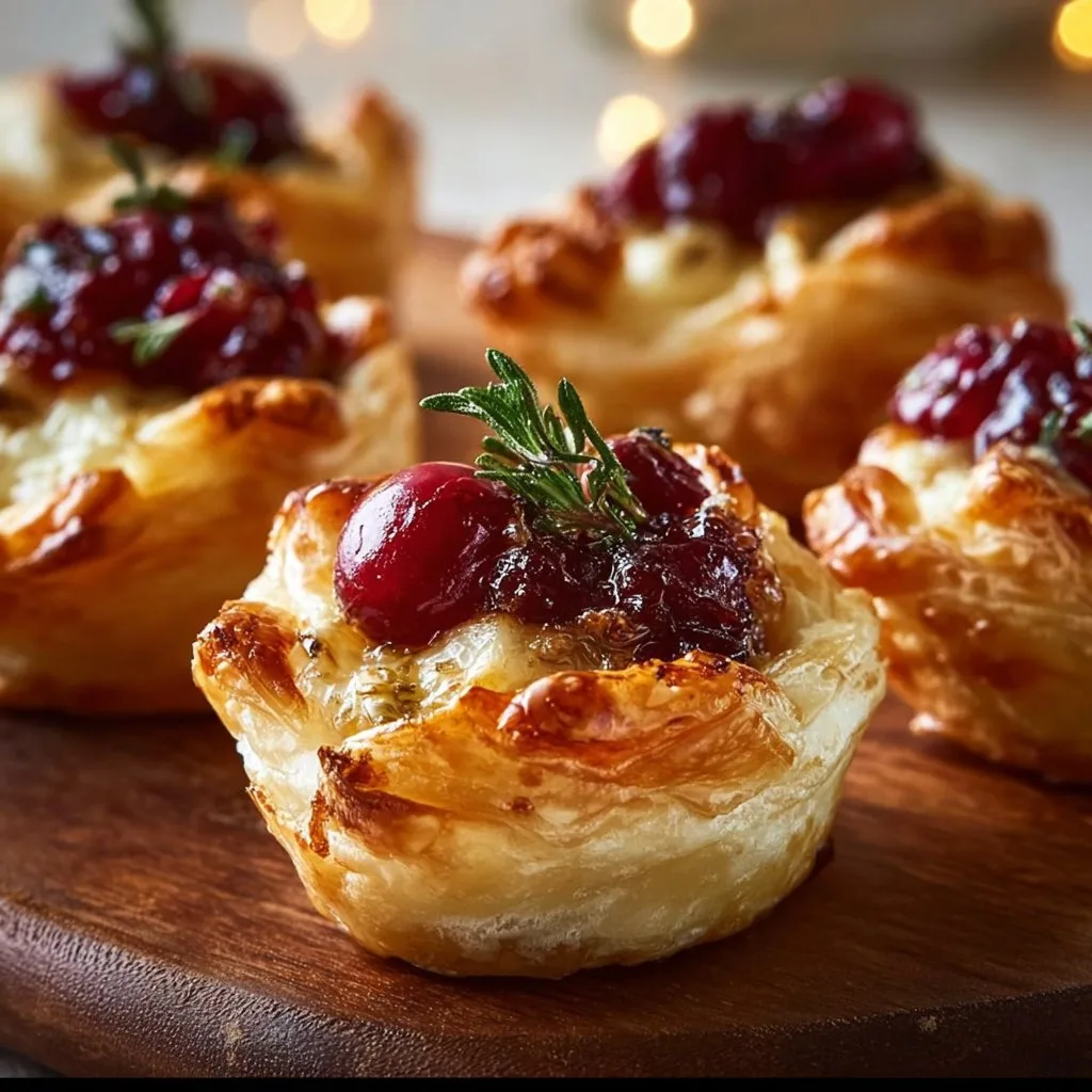 Mini Cranberry Brie Bites with Puff Pastry