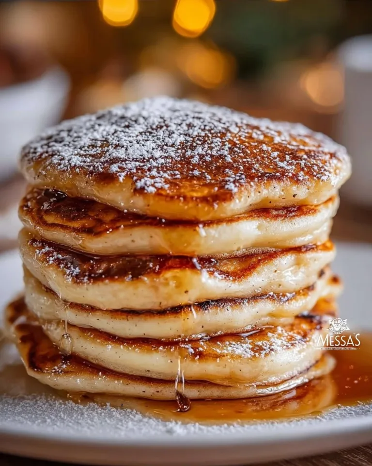 Delicious apple cinnamon pancakes served with syrup and fresh apples