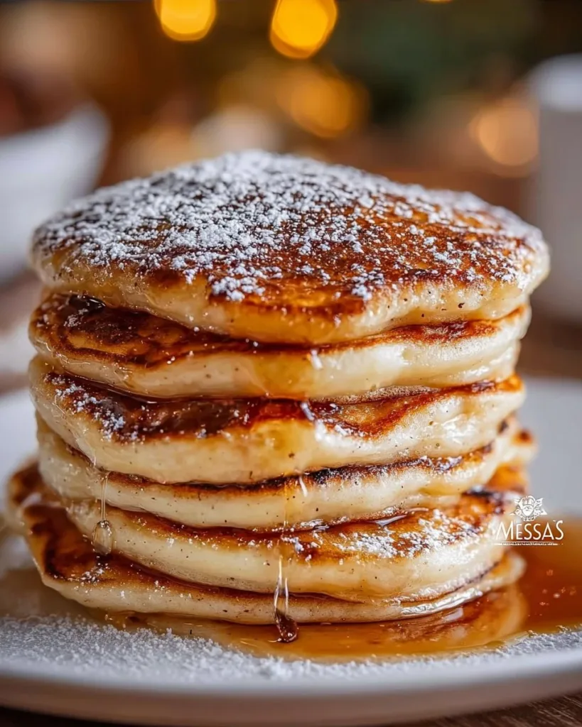 Delicious apple cinnamon pancakes served with syrup and fresh apples