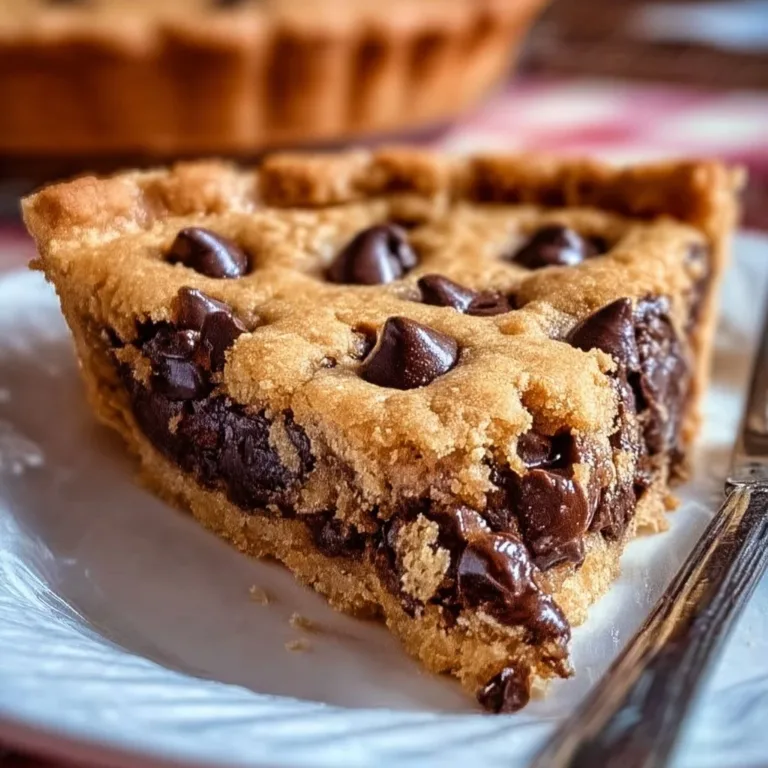 Deliciously baked Tollhouse Cookie Pie served warm with chocolate chips