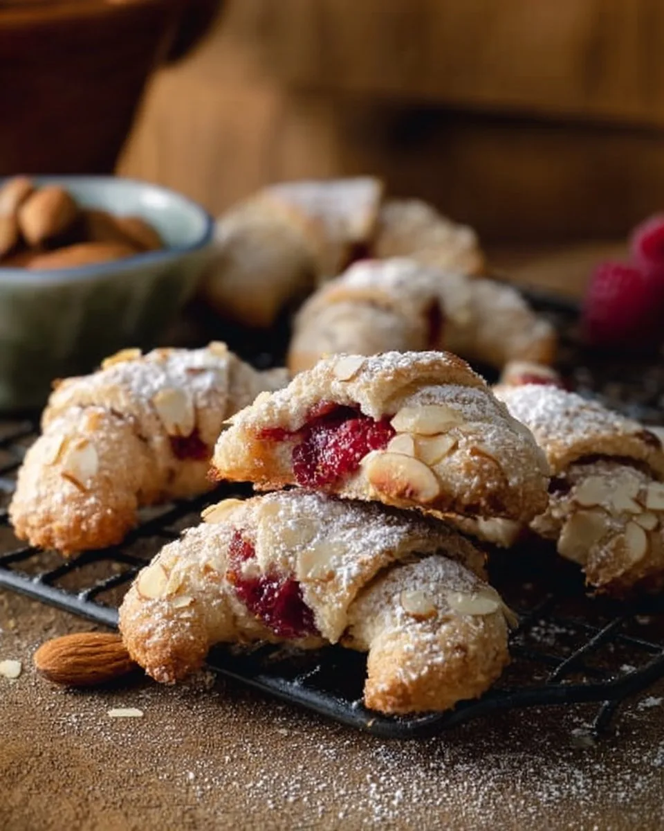 Raspberry Almond Crescent Cookies
