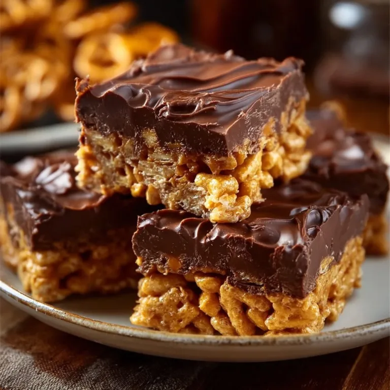 Decadent chocolate peanut butter scotcheroos with Chex cereal