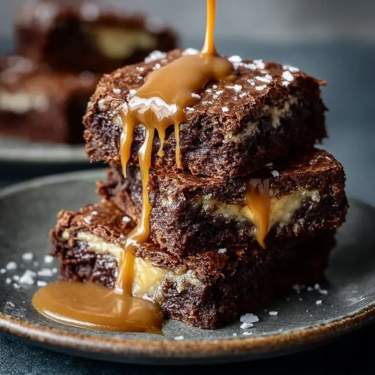 Decadent spiced gingerbread brownies with creamy caramel swirl on top