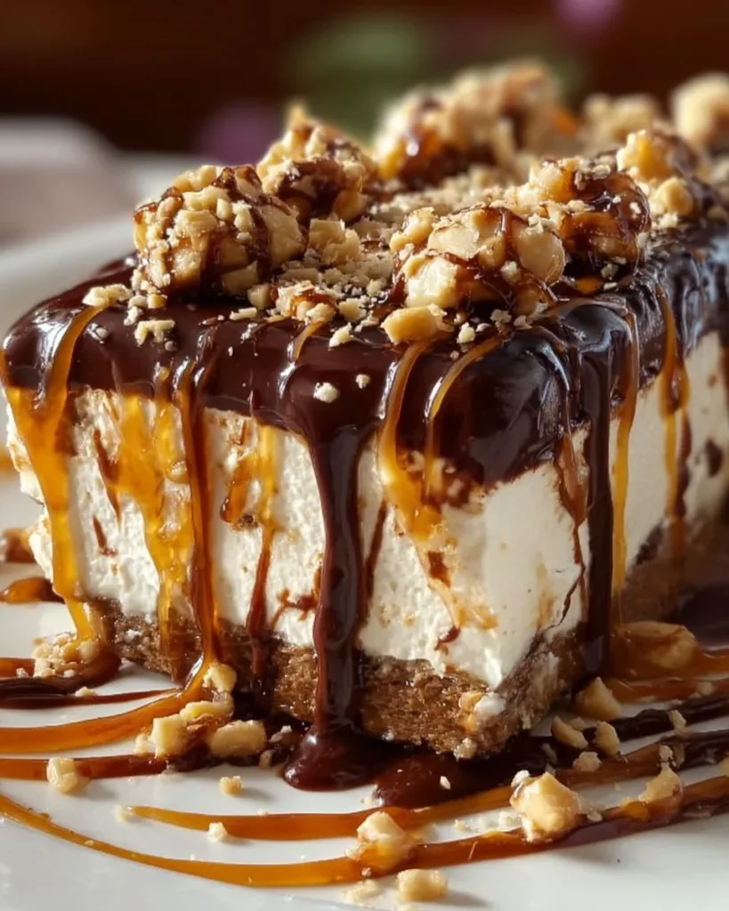 Delicious Drumstick Ice Cream Cake with chocolate and nuts topping