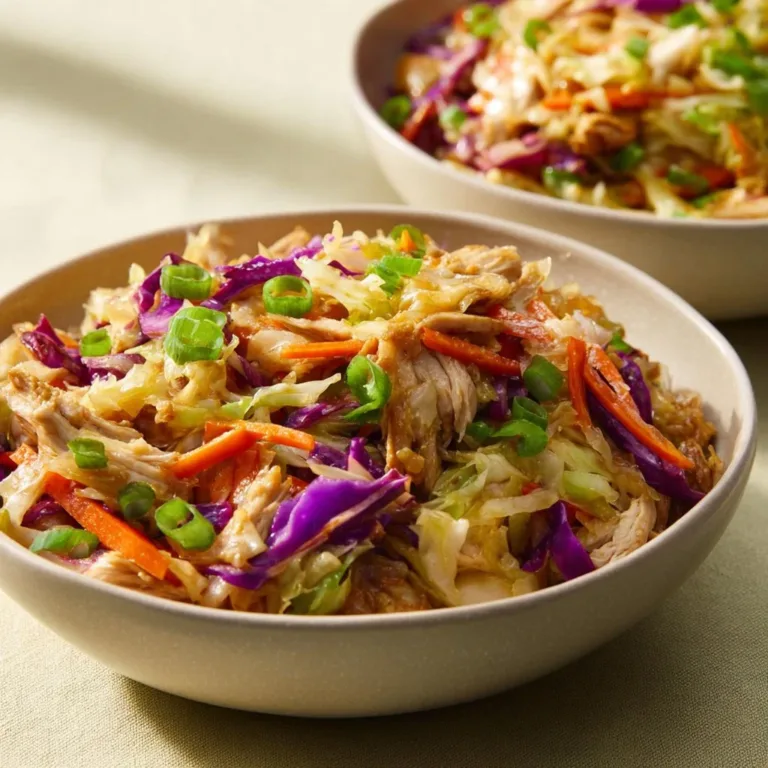 Delicious egg roll bowls with chicken and cabbage
