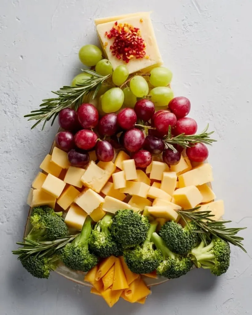 Evergreen Tree Snack Board filled with festive snacks and treats