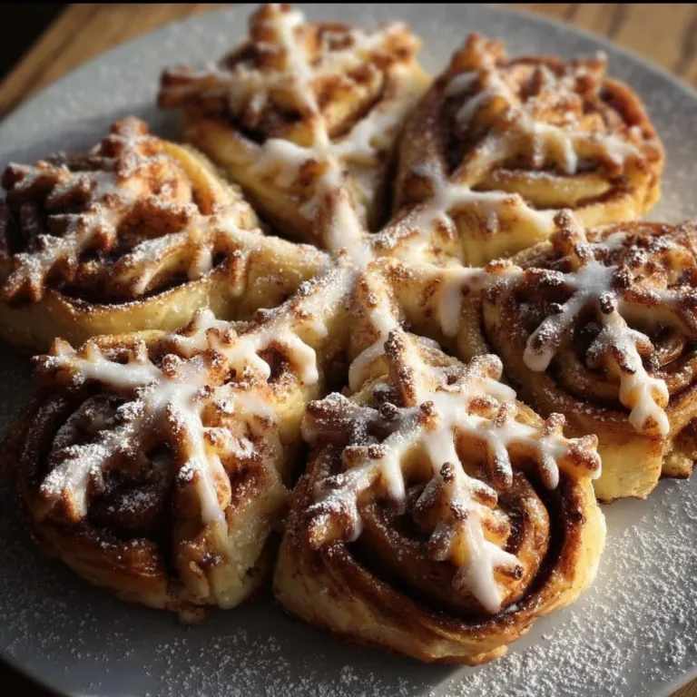 Giant Snowflake Sweet Rolls fresh out of the oven, fluffy and delicious