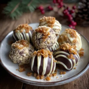 Gingerbread truffles covered in white chocolate, festive Christmas treat