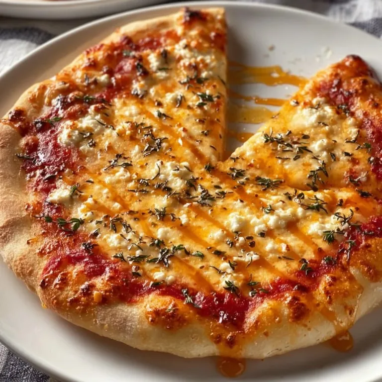 Delicious honey ricotta pizza topped with fresh ingredients and honey drizzle