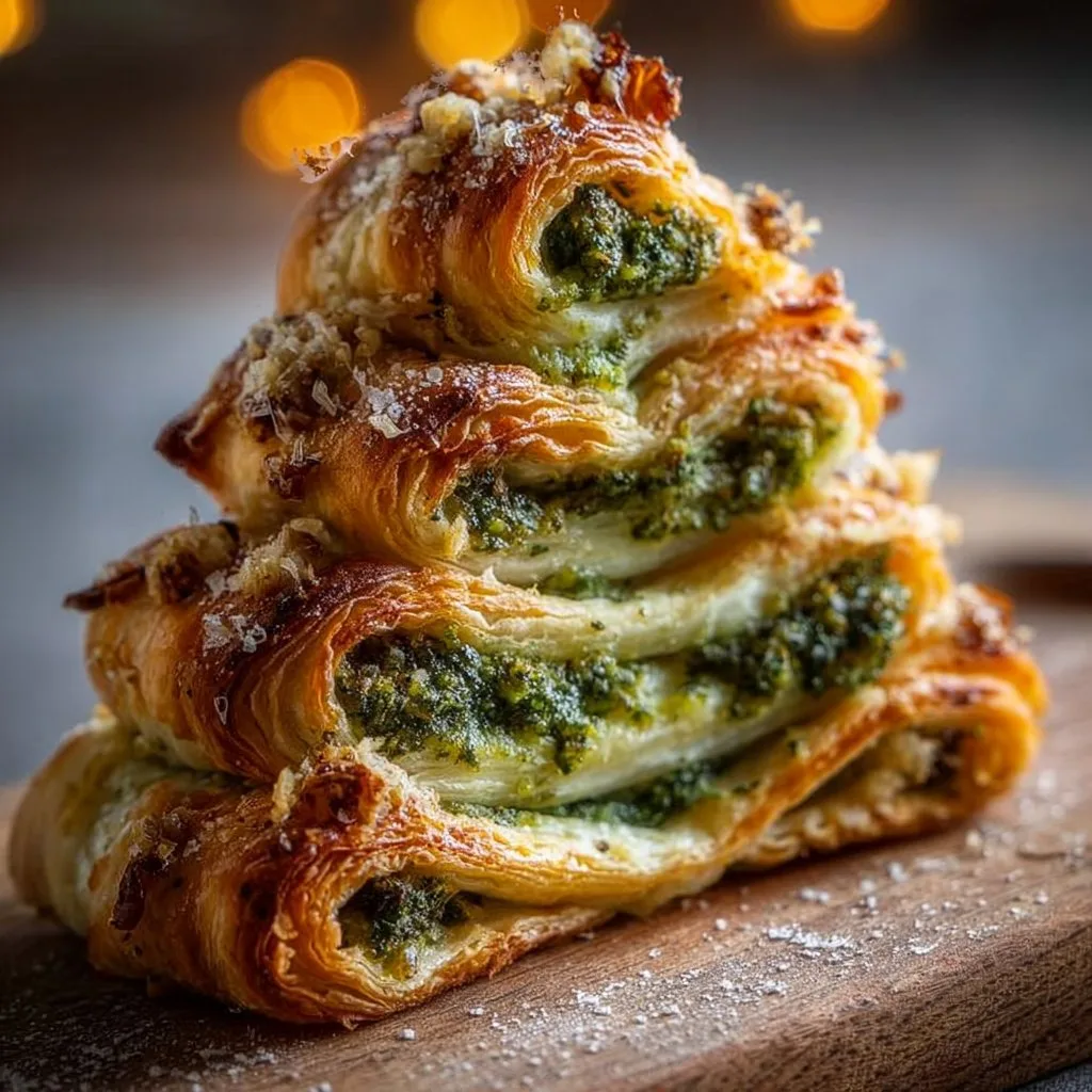 Basil Pesto Cheesy Puff Pastry Christmas Tree
