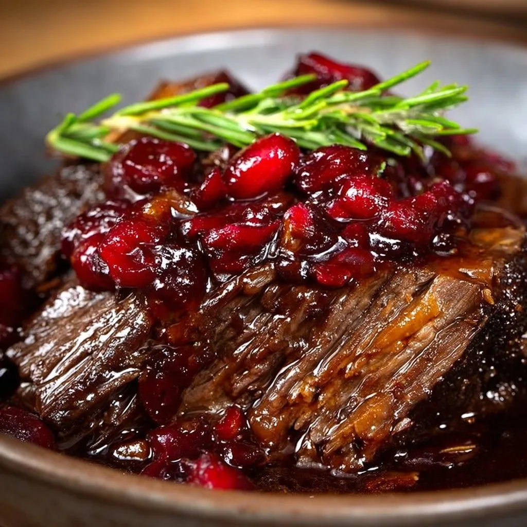 Slow-Braised Beef Roast with Cranberry Balsamic Glaze