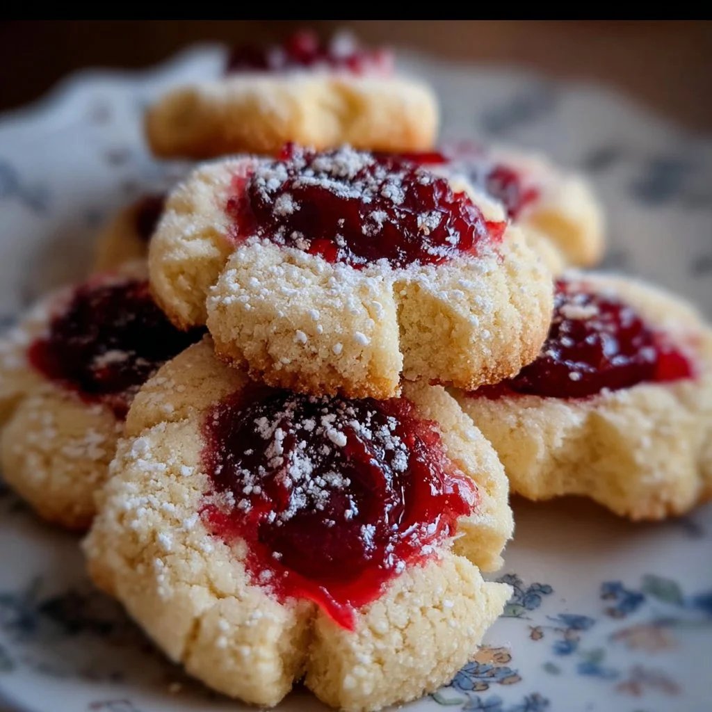 Delicious melt-in-your-mouth cherry shortbread cookies on a plate