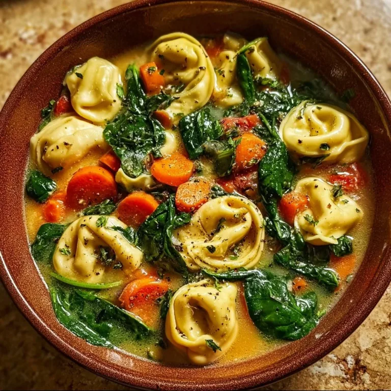 Delicious one-pot creamy tortellini soup in a bowl