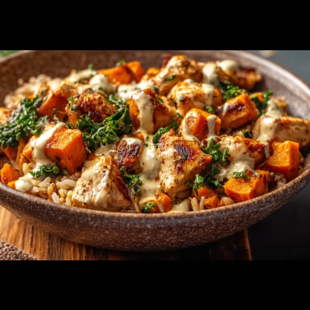 Healthy Chicken & Sweet Potato Rice Bowl