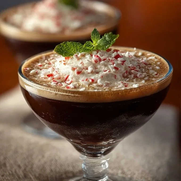 Delicious Peppermint Espresso Martini cocktail with mint garnish