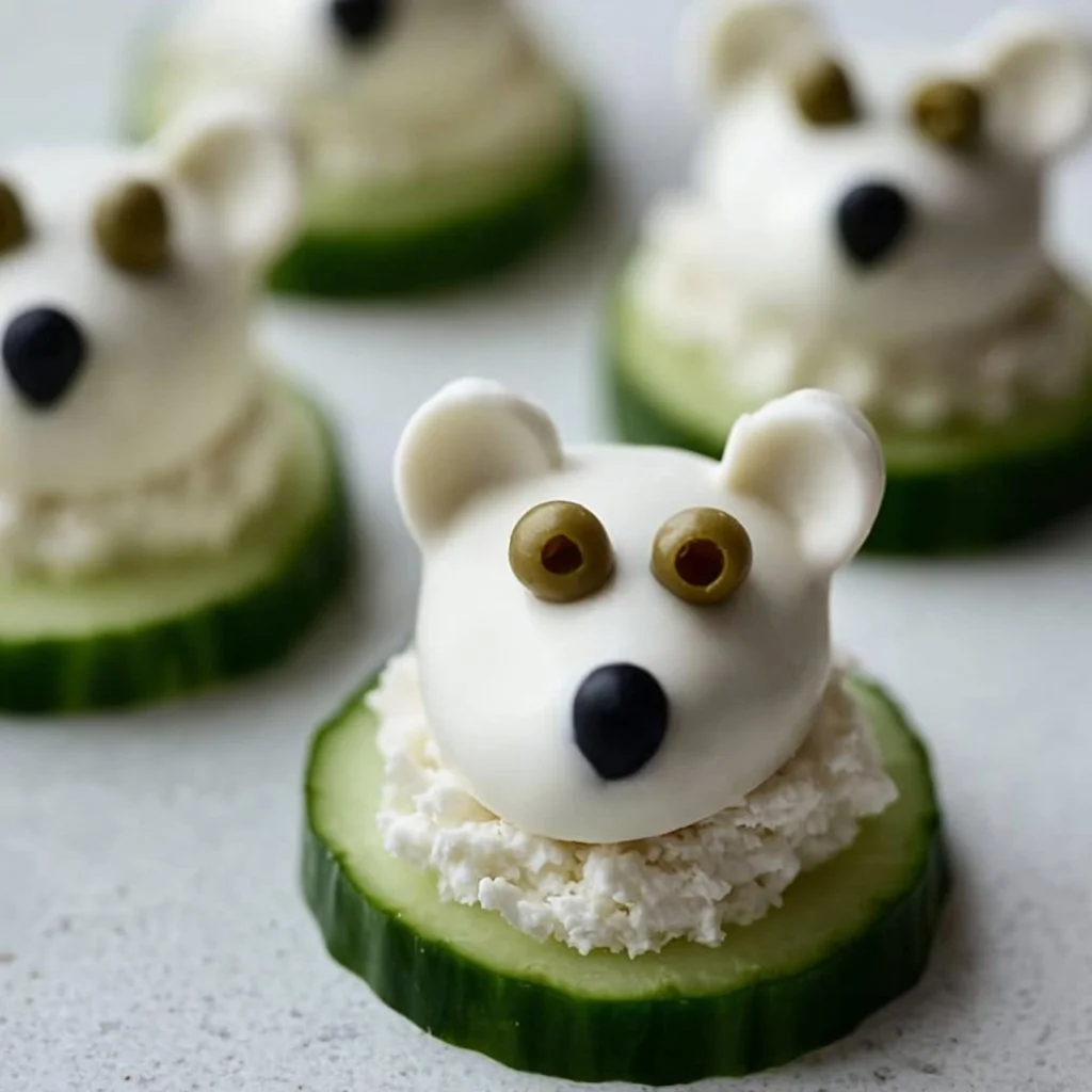 Polar bear navigating iceberg stacks in the Arctic environment.