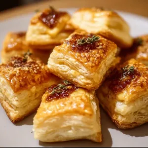 Delicious Puff Pastry Brie Bites ready to serve as an appetizer.