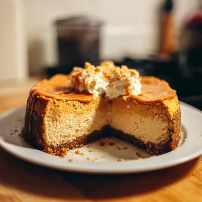 Delicious sweet potato cheesecake topped with whipped cream and pecans