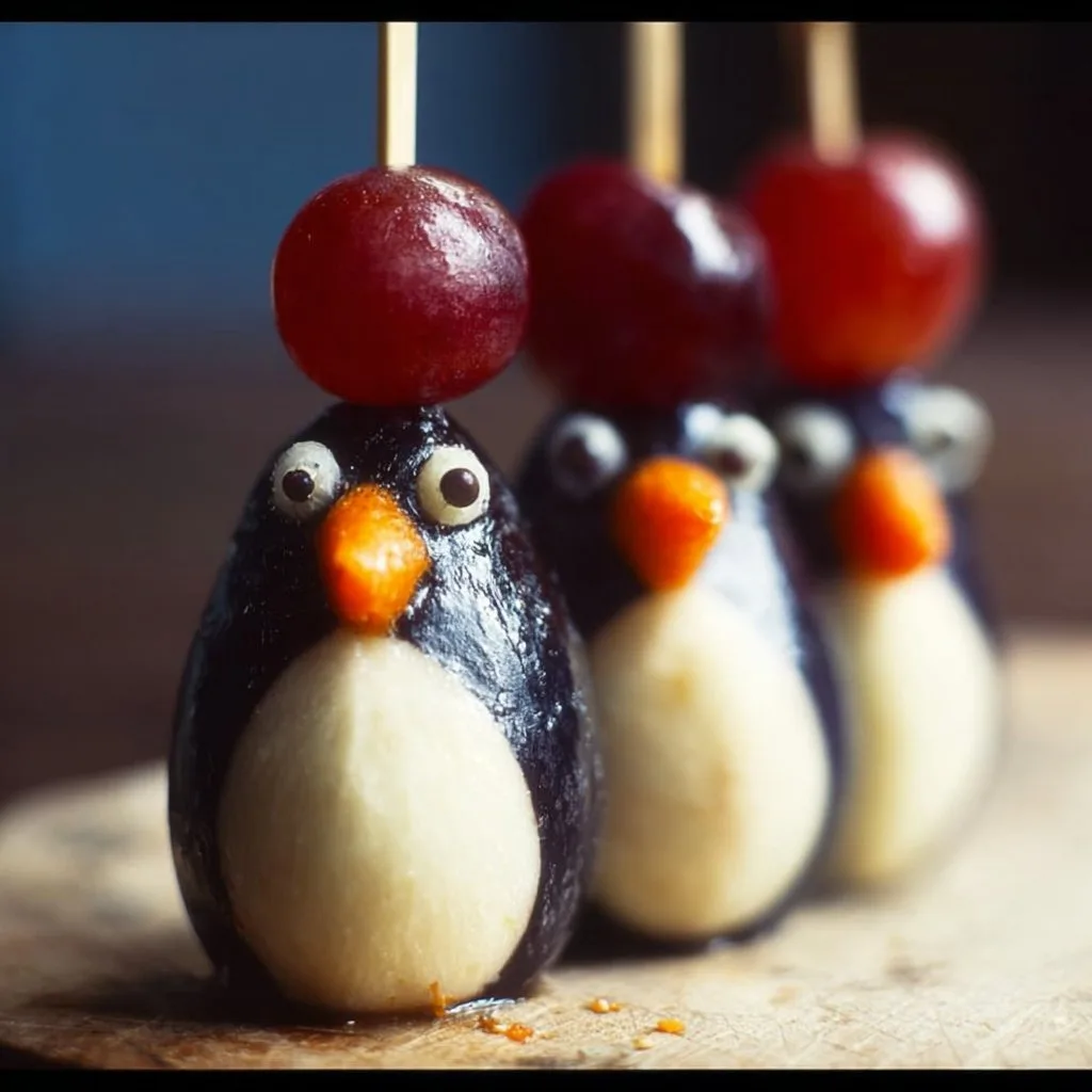 Penguin Fruit Skewer Army