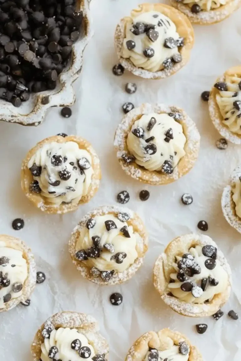 Delicious cannoli bites with creamy filling and chocolate drizzle