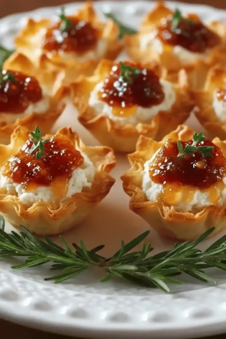 Pepper jelly cream cheese appetizer dip served with bites.