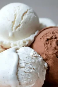 Delicious homemade keto ice cream in a bowl with toppings