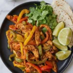 Delicious Air Fryer Chicken Fajitas with colorful veggies and spices.