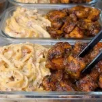 Delicious Honey Butter Chicken Alfredo served with pasta and garnished with herbs.