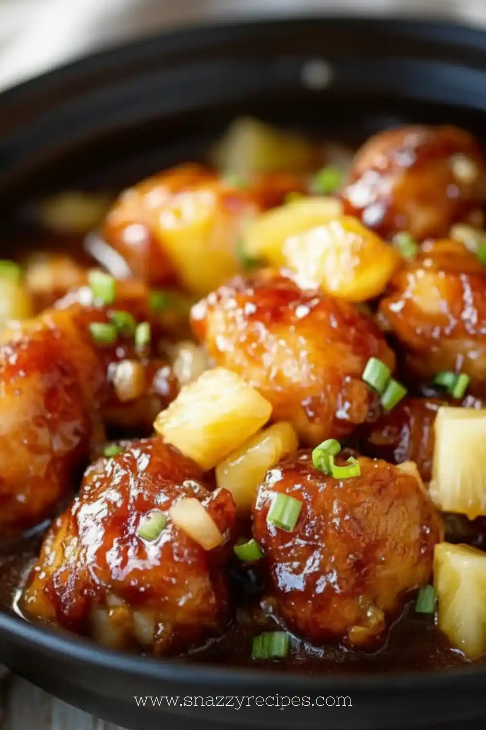 Delicious Brown Sugar Pineapple Chicken served on a plate with garnishes