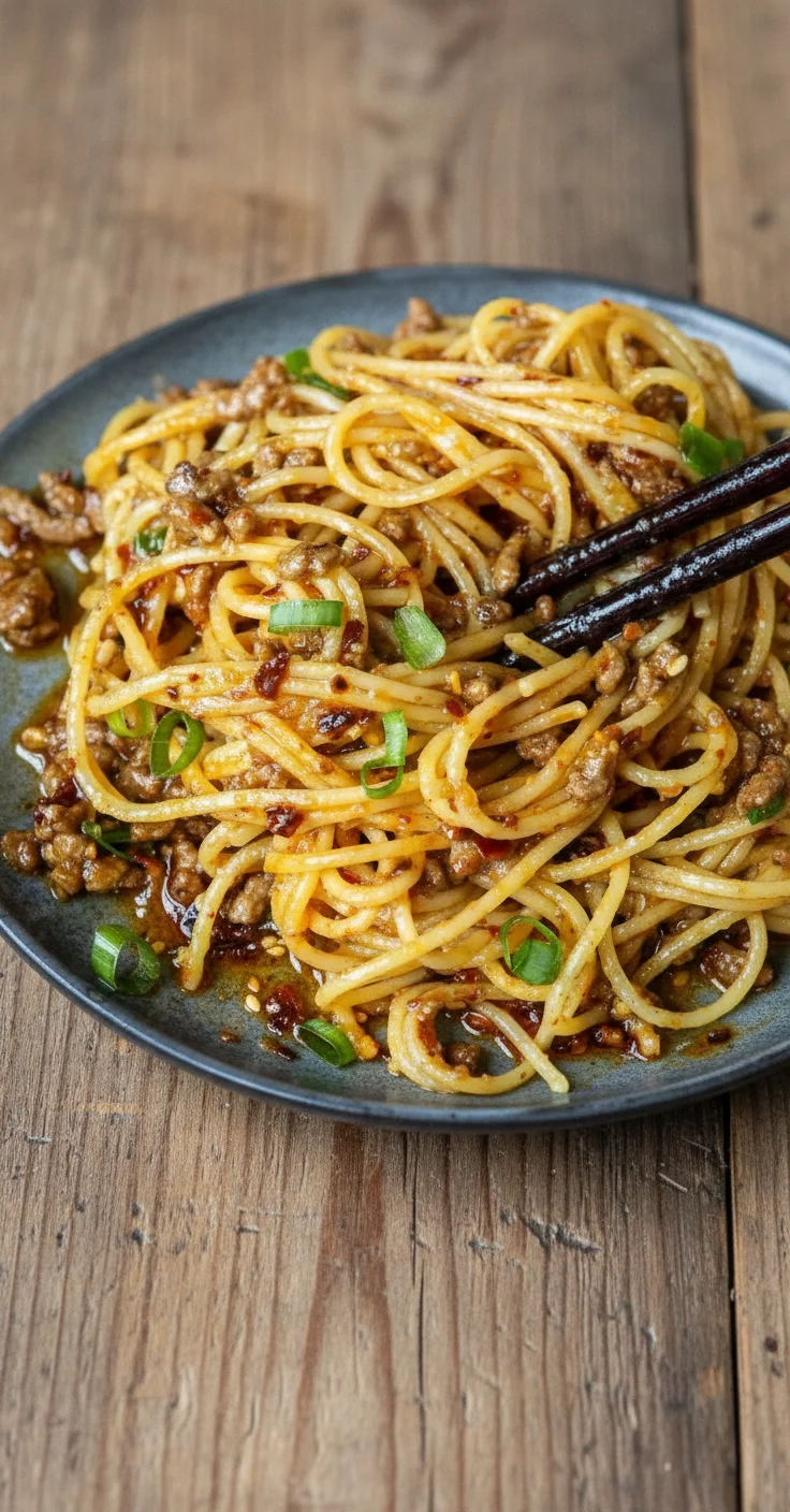 Asian-style Ground Beef Spaghetti