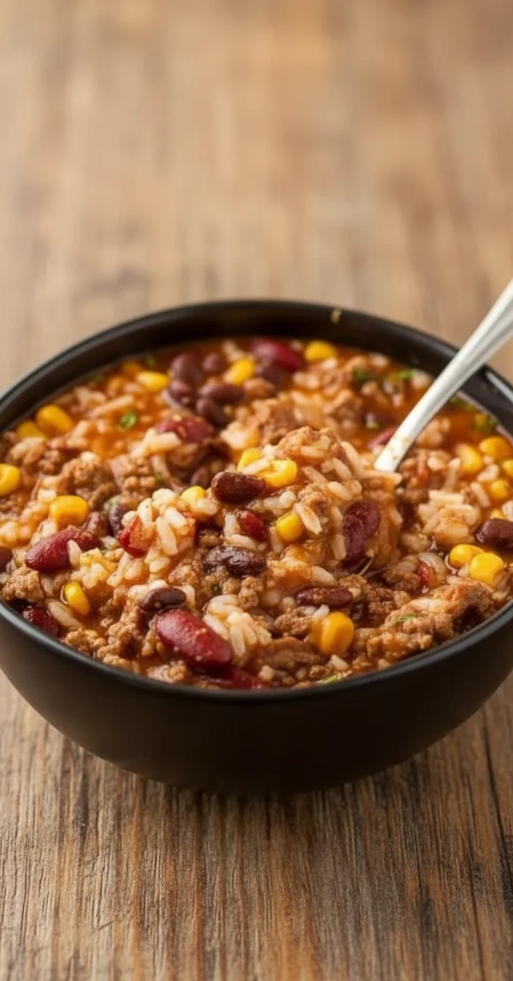Delicious Crock Pot Taco Rice Soup in a bowl topped with cheese and cilantro.