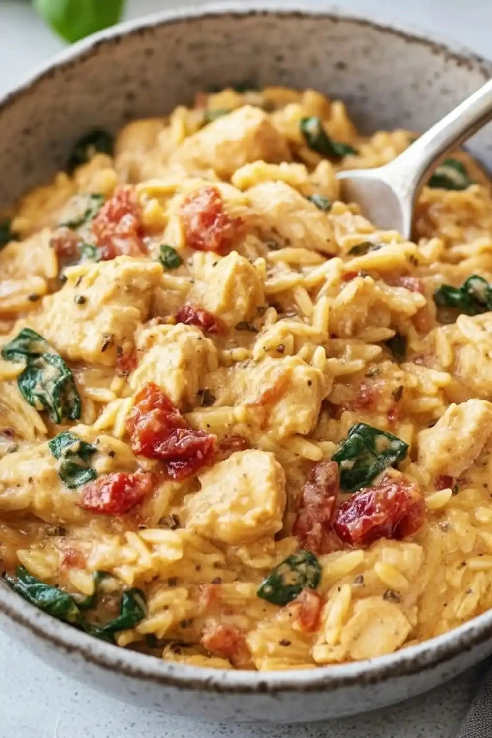 Slow Cooker Creamy Tuscan Chicken Orzo
