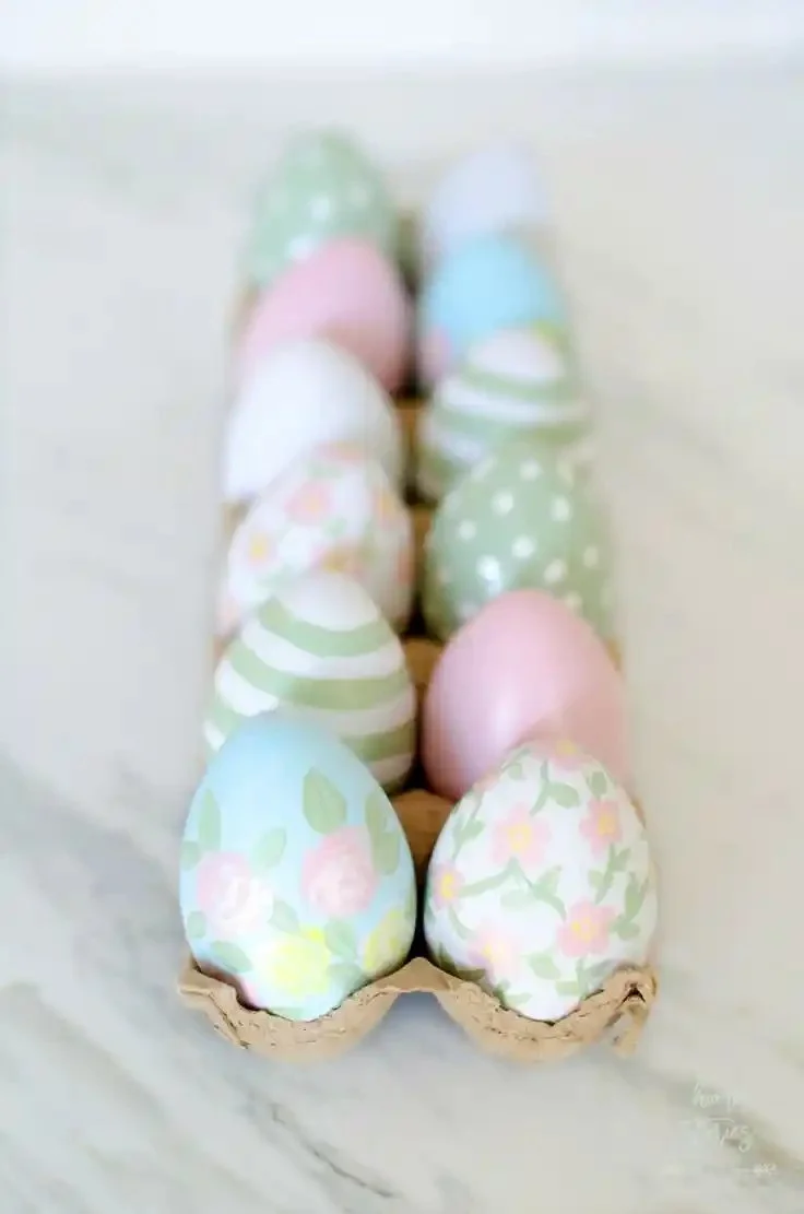 Colorful decorated Easter eggs for spring festivities
