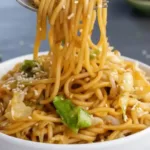 Classic Chinese Chow Mein dish with vegetables and noodles
