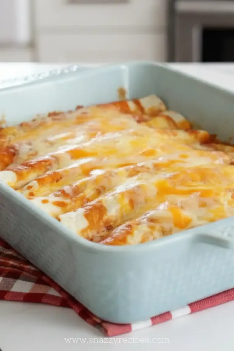 Delicious quick and easy enchiladas topped with cheese and sauce