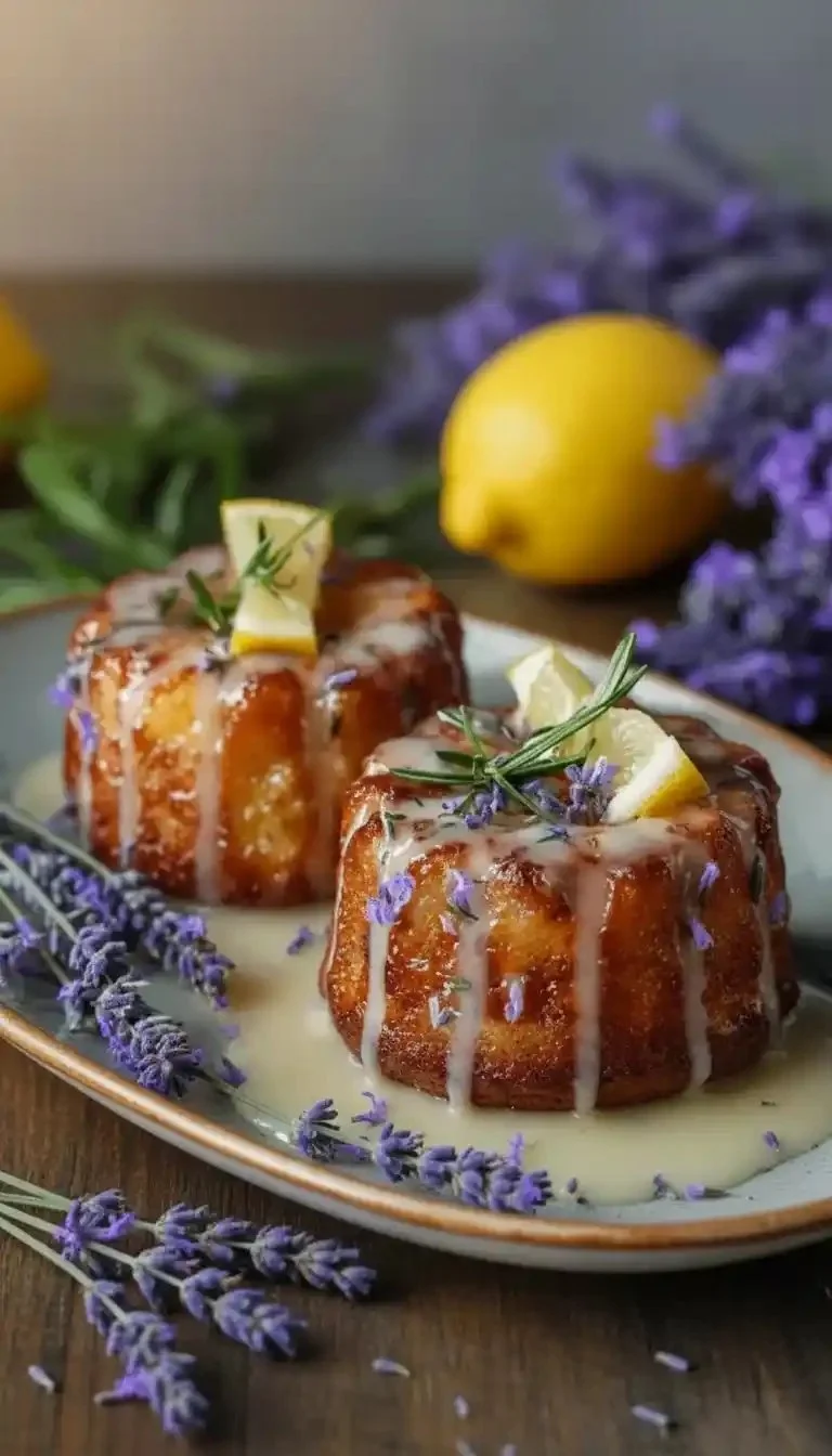 Mini Lemon Cakes With Lavender Glaze